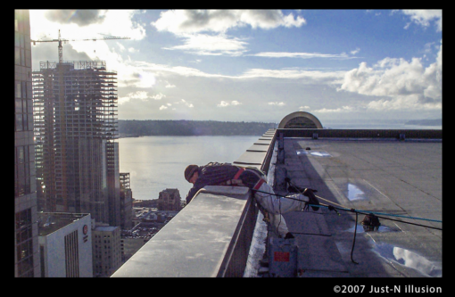 Prepping to reppel off this 437' drop