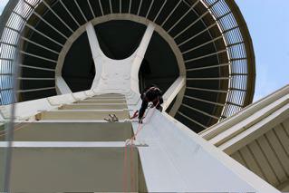Just-N illusion Hanging off the Seattle Space Needle