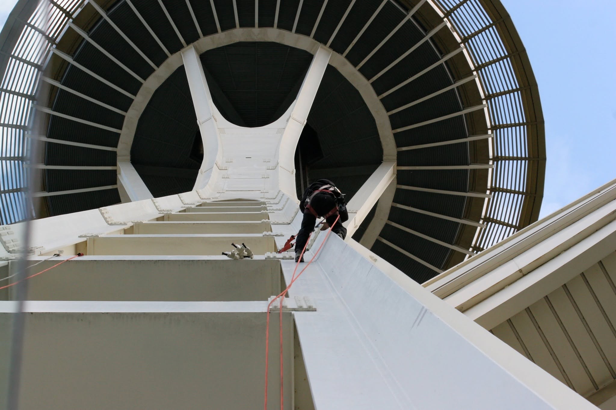 Justin working high on the Space Needle
